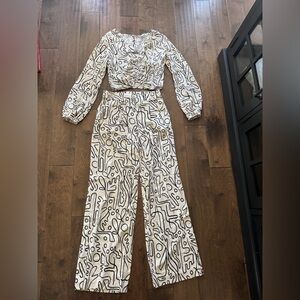 Every Black and White Abstract Wide Leg Set
